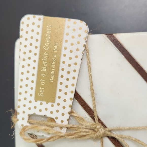 Marble Coaster Square Coasters, Set of 4, Handcrafted in India - Picture 2 of 5